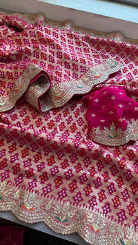 Munga Silk Banarasi Saree with Pearl, Resham & Kutdana