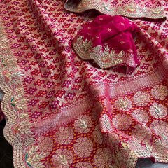 Munga Silk Banarasi Saree with Pearl, Resham & Kutdana