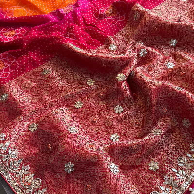 Munga Silk Banarasi Saree with Pearl, Resham & Kutdana