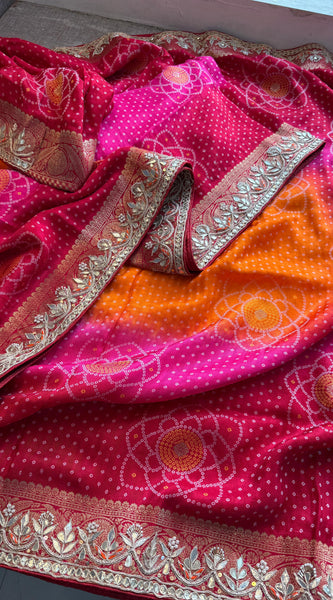 Munga Silk Banarasi Saree with Pearl, Resham & Kutdana