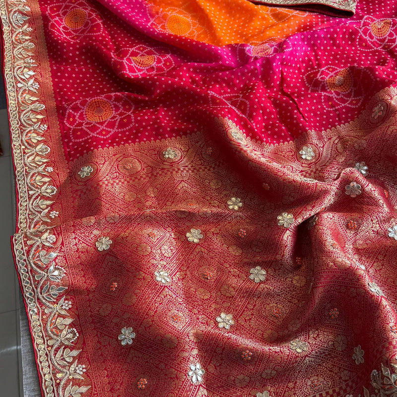 Munga Silk Banarasi Saree with Pearl, Resham & Kutdana
