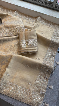 Tissue Handloom Banarasi Silk Saree with Gotapatti & Pearl