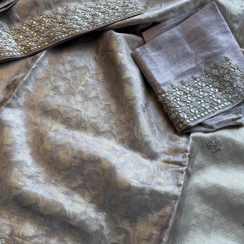 Tissue Handloom Banarasi Silk Saree with Gotapatti & Pearl