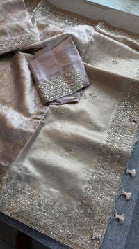 Tissue Handloom Banarasi Silk Saree with Gotapatti & Pearl