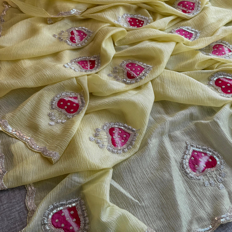 Tissue Handloom Banarasi Silk Saree with Pearl & Gotapatti