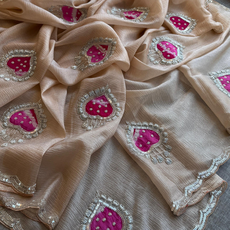 Tissue Handloom Banarasi Silk Saree with Pearl & Gotapatti