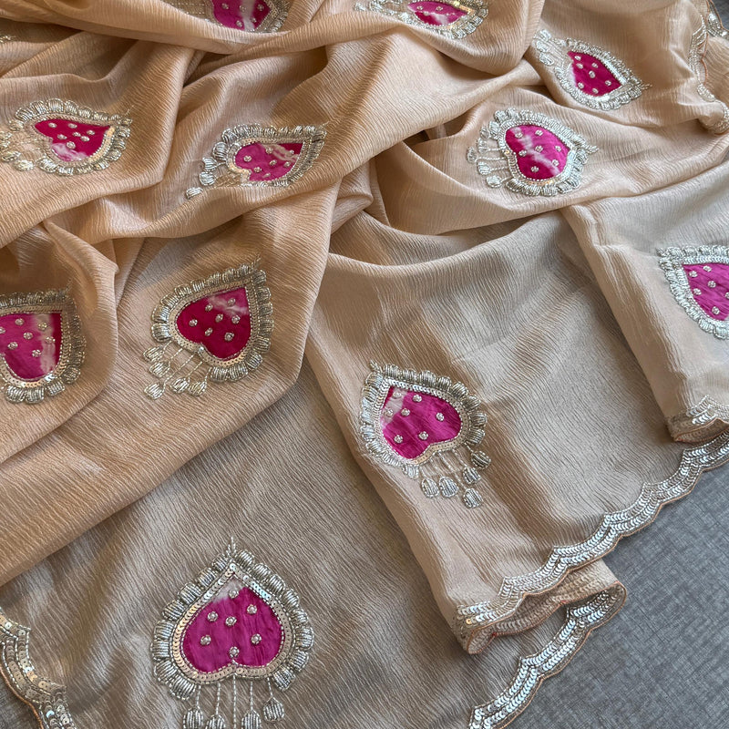 Tissue Handloom Banarasi Silk Saree with Pearl & Gotapatti