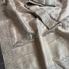 Tissue Handloom Banarasi Silk Saree with Pearl & Gotapatti