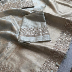 Tissue Handloom Banarasi Silk Saree with Pearl & Gotapatti