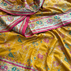 Patola Munga Banarasi Silk Saree with Zardozi & Pearl Work