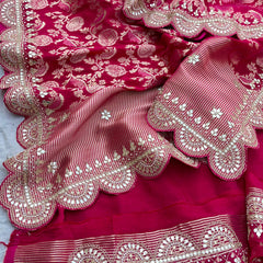 Khaddi Georgette Banarasi Saree with Pearl & Gotapatti Work