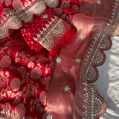 Khaddi Georgette Banarasi Saree with Pearl & Gotapatti Work