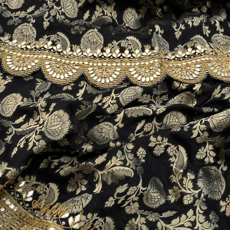 Khaddi Georgette Banarasi Saree with Pearl & Gotapatti Work