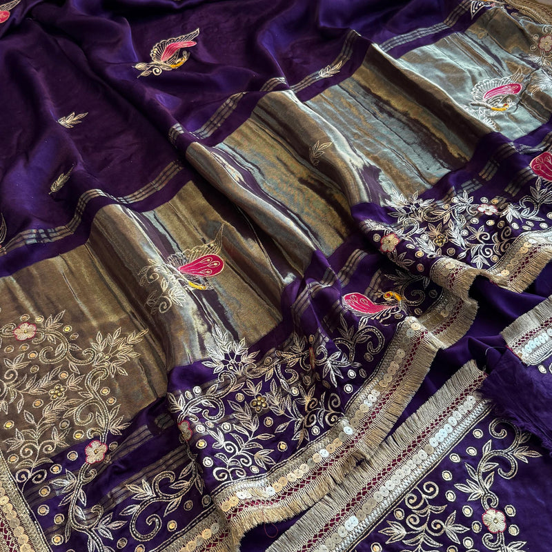 Gajji Silk Banarasi Saree with Zardozi & Pearl Detailing