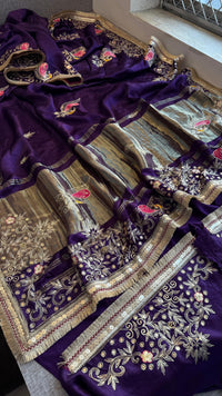 Gajji Silk Banarasi Saree with Zardozi & Pearl Detailing