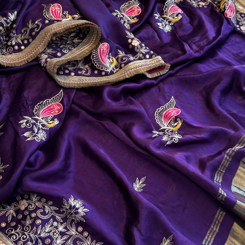 Gajji Silk Banarasi Saree with Zardozi & Pearl Detailing