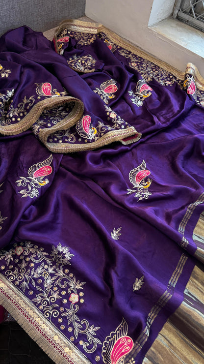 Sequins Resham And Kutdana On Gajji Silk Lakdi Patta · 40 Artisan Hours of work · The Mehfil Edit