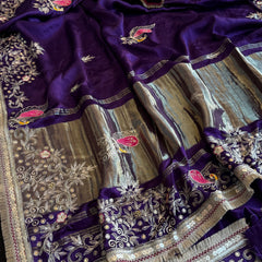 Gajji Silk Banarasi Saree with Zardozi & Pearl Detailing