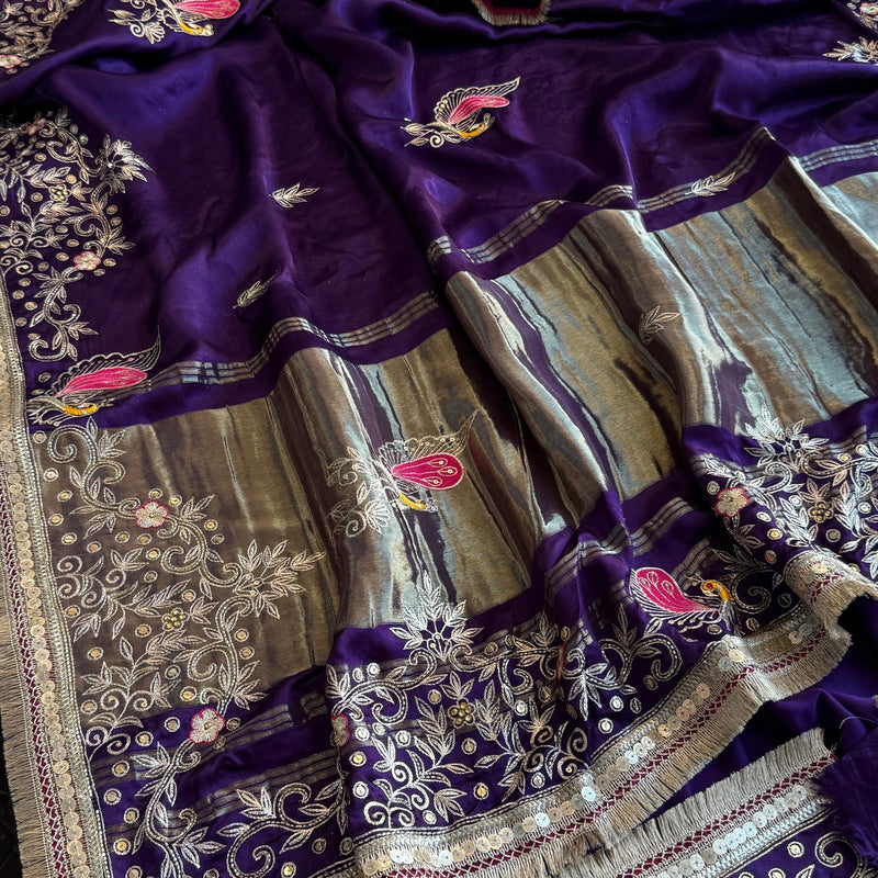 Gajji Silk Banarasi Saree with Zardozi & Pearl Detailing