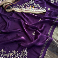 Gajji Silk Banarasi Saree with Zardozi & Pearl Detailing