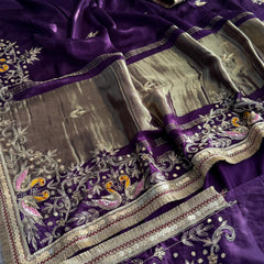 Gajji Silk Banarasi Saree with Zardozi & Pearl Detailing