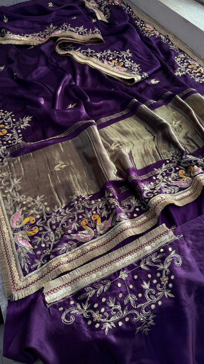 Sequins Resham And Kutdana On Gajji Silk Lakdi Patta · 40 Artisan Hours of work · The Mehfil Edit