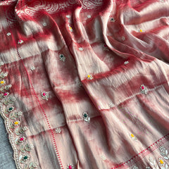Khaddi Georgette Banarasi Silk Saree with Zardozi & Gotapatti Detailing