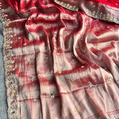Khaddi Georgette Banarasi Silk Saree with Zardozi & Gotapatti Detailing