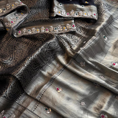 Khaddi Georgette Banarasi Silk Saree with Zardozi & Gotapatti Detailing