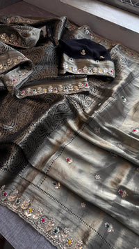 Khaddi Georgette Banarasi Silk Saree with Zardozi & Gotapatti Detailing