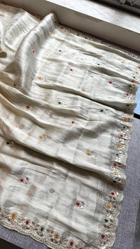 Khaddi Georgette Banarasi Silk Saree with Zardozi & Gotapatti Detailing