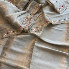 Khaddi Georgette Banarasi Silk Saree with Zardozi & Gotapatti Detailing