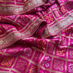Pure Munga Silk Banarasi Saree with Zardozi, Sequins, Pearl & Kutdana Work