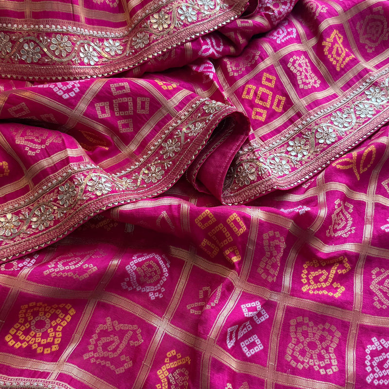 Pure Munga Silk Banarasi Saree with Zardozi, Sequins, Pearl & Kutdana Work