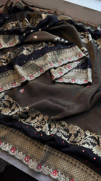 Pure Soft Munga Silk Saree with Zardozi, Resham & Pearl Work