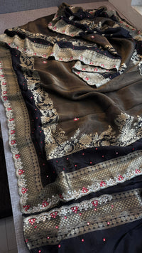 Pure Soft Munga Silk Saree with Zardozi, Resham & Pearl Work