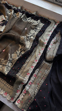 Pure Soft Munga Silk Saree with Zardozi, Resham & Pearl Work