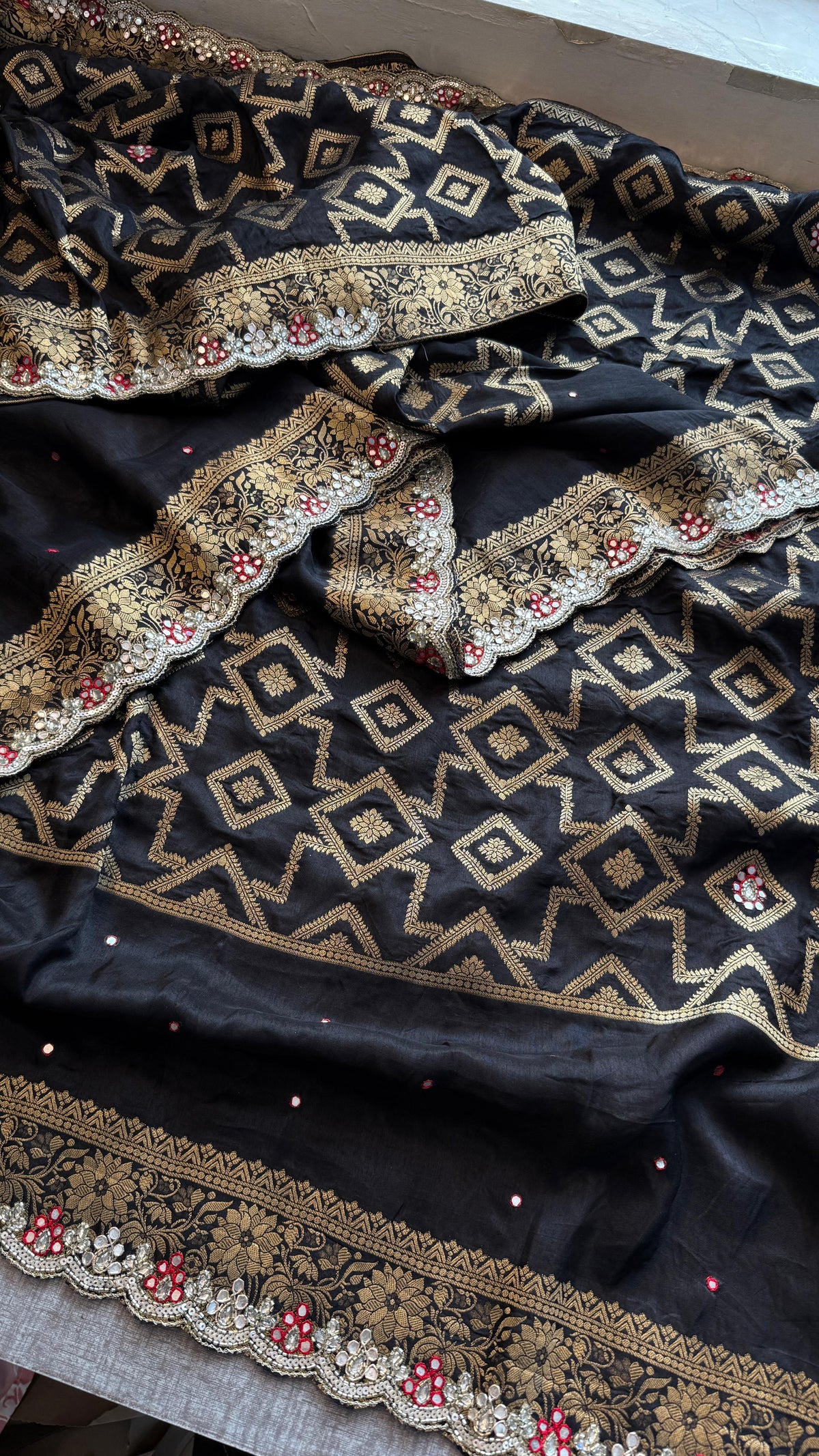 Pure Soft Munga Silk Saree with Zardozi, Resham & Pearl Work
