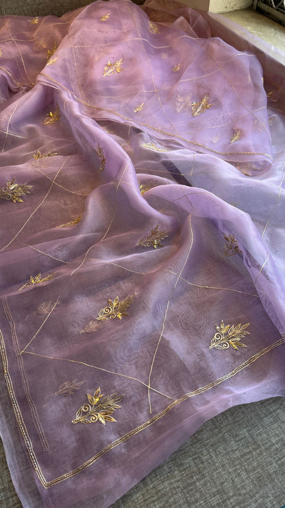 Gold Zari Butti On Tissue Organza Silk · 28 Artisan Hours of work · The Sunehri Edit