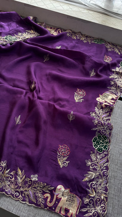 Elephant Motif Resham Embroidery On Munga Silk · 36 Artisan Hours of work · The Virasat Edit