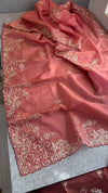 Dusty Peach Pink With Gold Pittan Embroidery