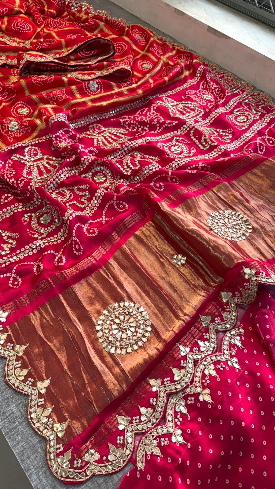 Zardozi Elephant Border On Gajji Silk Lakdi Patta · 36 Artisan Hours of work · The Royal Edit