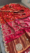 Classic Sindoor Red With Rani Pink Pallu