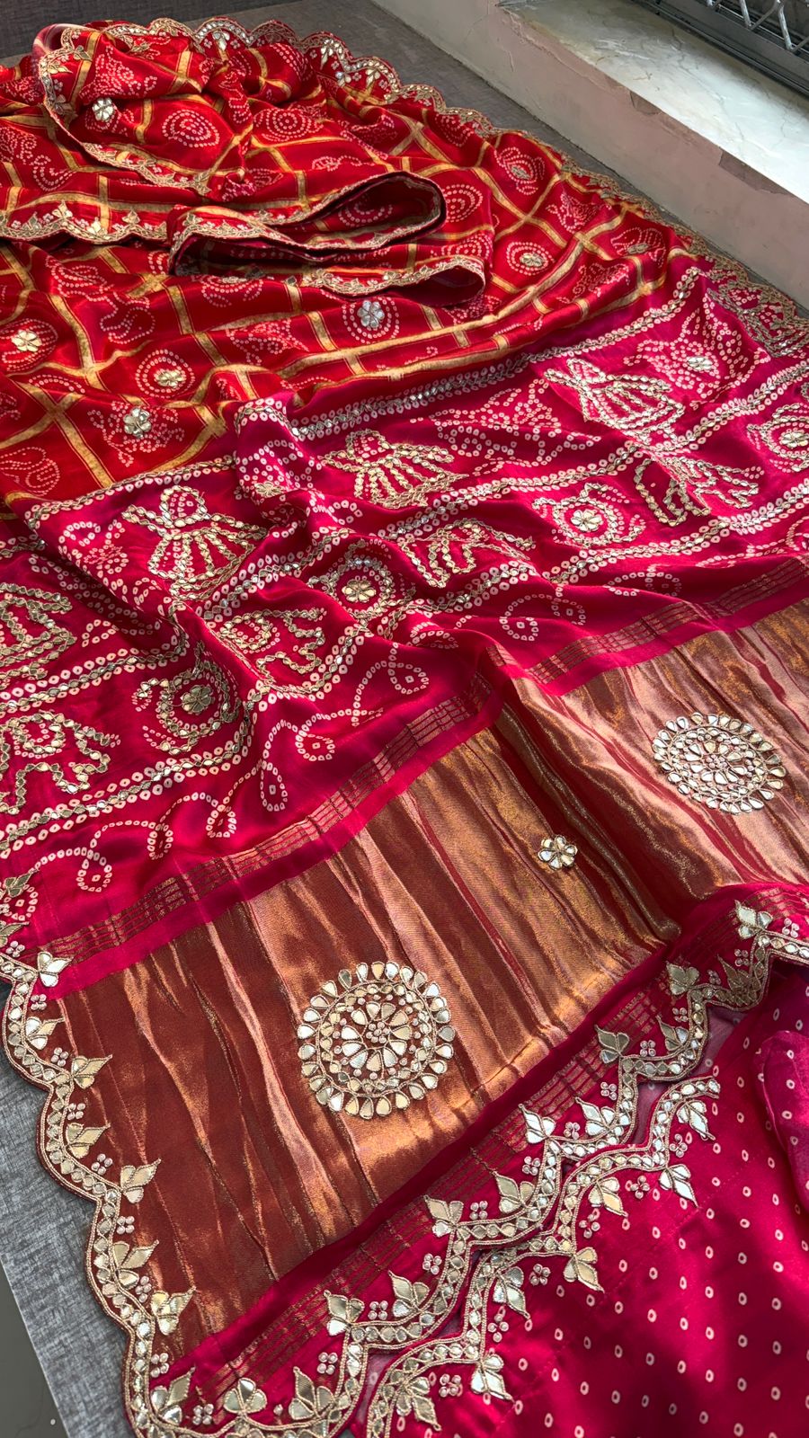 Zardozi Elephant Border On Gajji Silk Lakdi Patta · 36 Artisan Hours of work · The Royal Edit