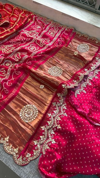 Zardozi Elephant Border On Gajji Silk Lakdi Patta · 36 Artisan Hours of work · The Royal Edit