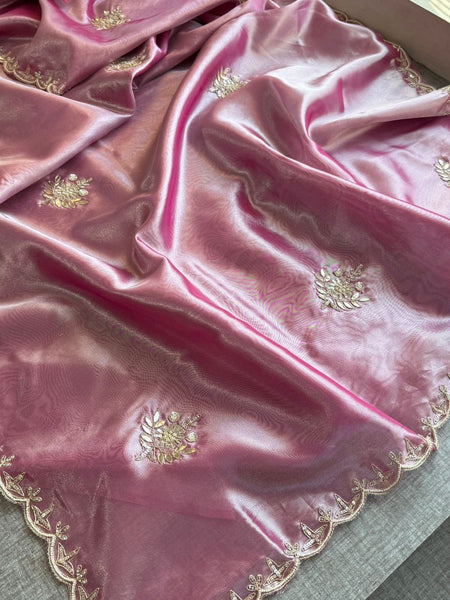 Pure Tissue Handloom Silk Saree With Zardozi Gotapatti Border Work