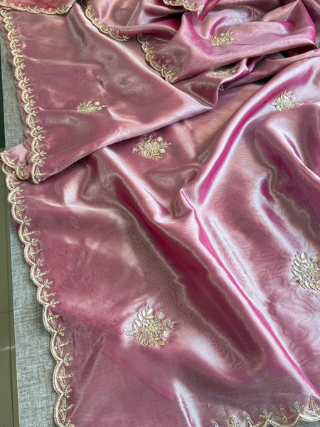 Pure Tissue Handloom Silk Saree With Zardozi Gotapatti Border Work