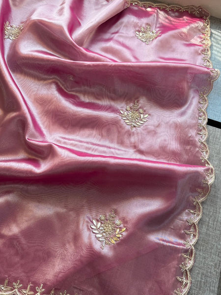 Pure Tissue Handloom Silk Saree With Zardozi Gotapatti Border Work