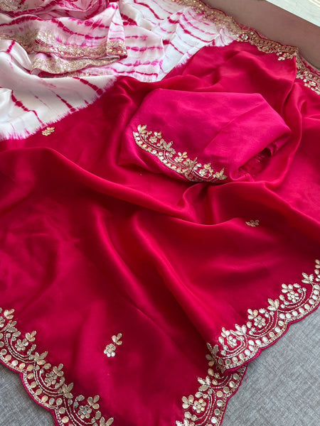 Royal Munga Silk Banarasi Saree With Zardozi & Gotapatti Handwork
