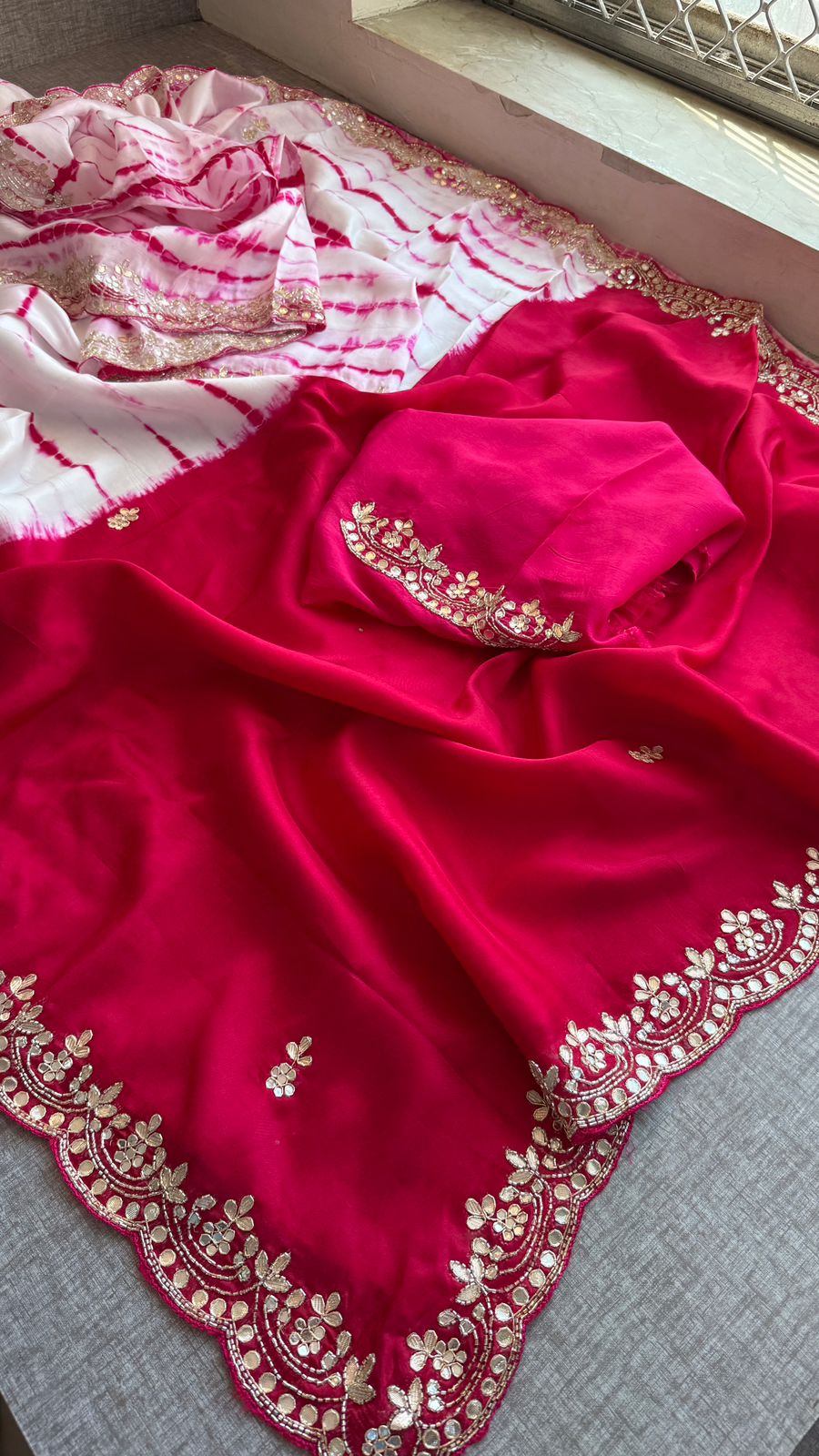 Royal Munga Silk Banarasi Saree With Zardozi & Gotapatti Handwork